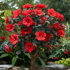 Гибискус Миднайт Роуз купить по цене от 269р. в интернет-магазине «Посадика» с доставкой почтой в в Шебекиное и по всей России – [изображение №1].
